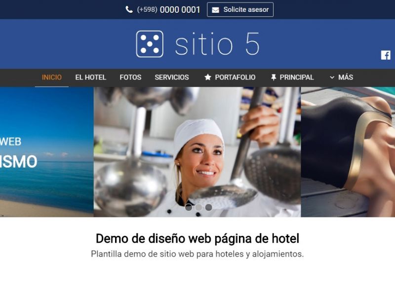 Ejemplo de diseño para armado de página web de hotel alojamiento. - HOTEL 5 . Diseño sitio web institucional